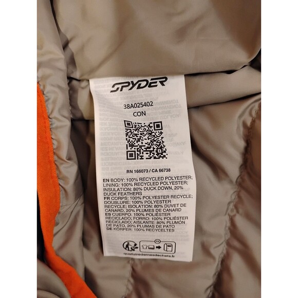 Men's Spyder Zenith Down Jacket Gray Orange Small - Picture 7 of 9